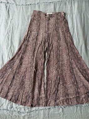 Anthropologie Skirted Snake Print Wide Leg Pants